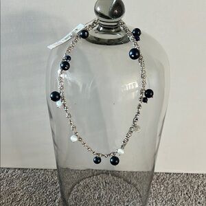 Jessica Simpson Fall Jewels Elegant Navy and White Pearl Necklace